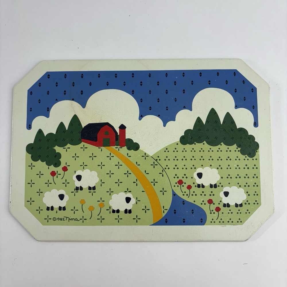Decoware By Ballonoff‎ Hot Dish Mat Sheep Farm Vintage Country Core Vintage